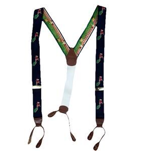 Brooks Brothers Suspenders Braces Santa Christmas Adjustable Navy Blue Men’s